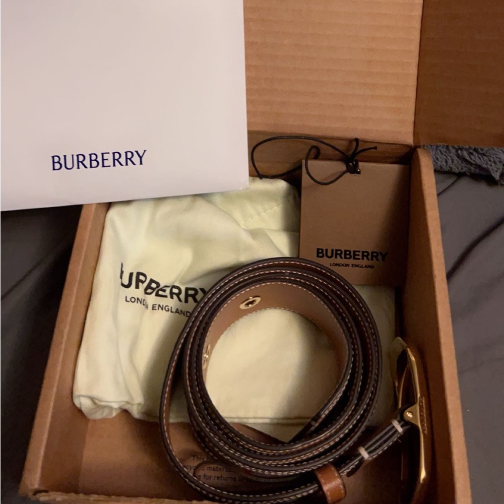Burberry check and leather belt size L